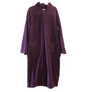 L.L. Bean Winter Fleece Robe Women’s Size 2X Purple Full Zip Pockets House Coat